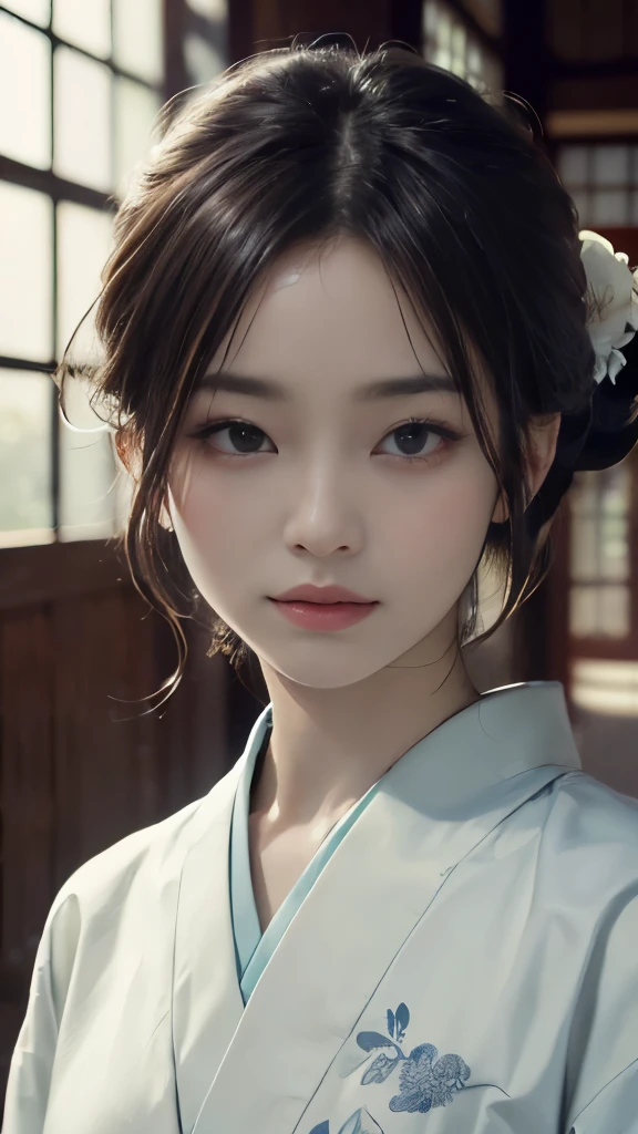photorealistic painting, ultra-high resolution
(Highly detailed, intricately rendered)
(Masterpiece, a work of art)
Dynamic lighting, capturing the subtle nuances of the subject
(Detailed face, every feature delicately rendered)
Pristine white kimono, delicate collar, and obi belt
(Hands gracefully placed, a sense of tranquility)
Gently raised brush, ink delicately flowing
(Expressing the soul of the artist, a true representation of Maeda Kanji's style)
(Top-quality, a testament to the artist's skill)
Ultra-detailed,(Japan's most beautiful girl),Beautiful Eyes,