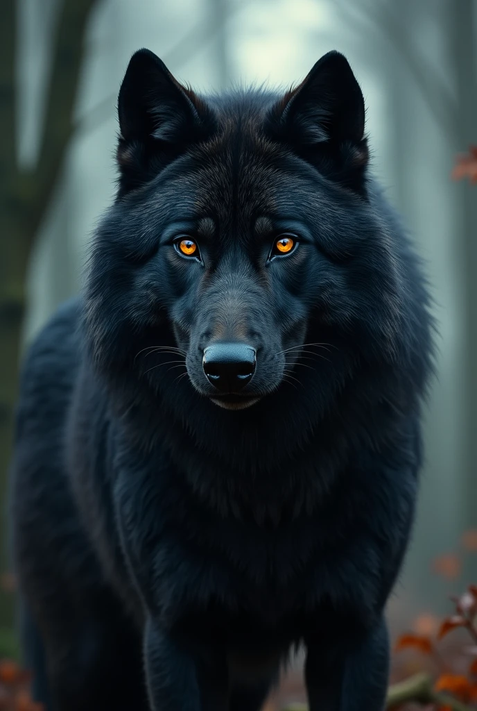 black wolf with amber eyes