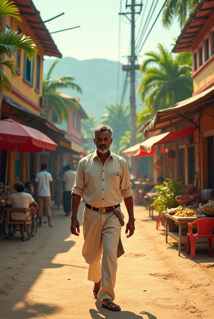 "In a small town in South India, a businessman named Vardhaman ."create an ai image of this prompt.