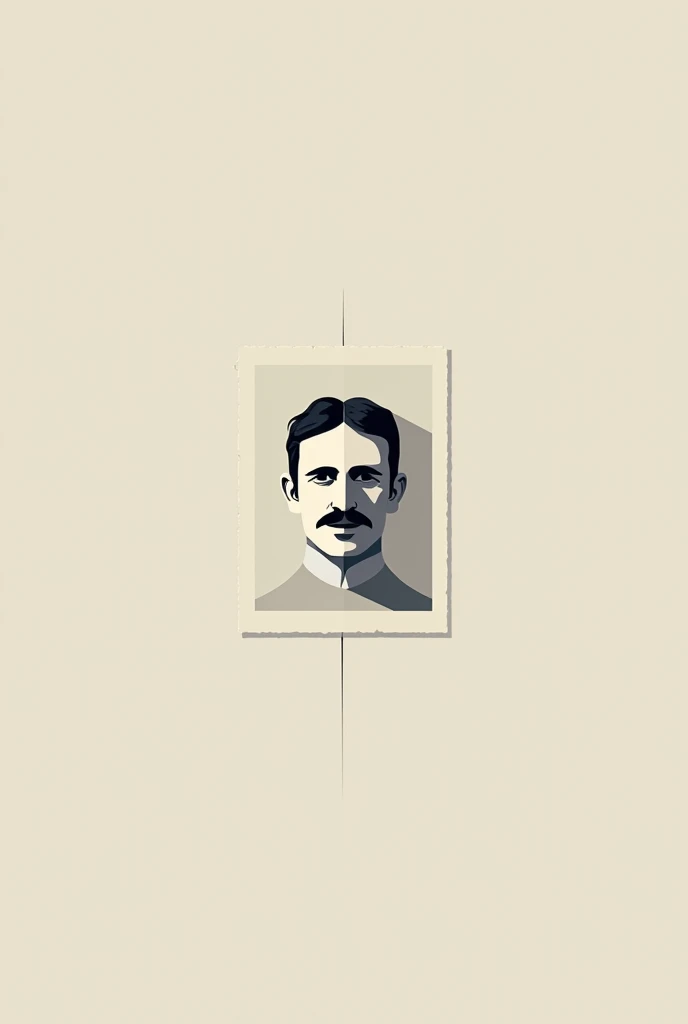 Minimalist and animated square-sized image of Nikola Tesla
