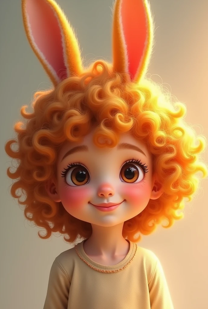 ager , Round face, curly hair, honey-colored eyes, bunny smile, round nose, slim