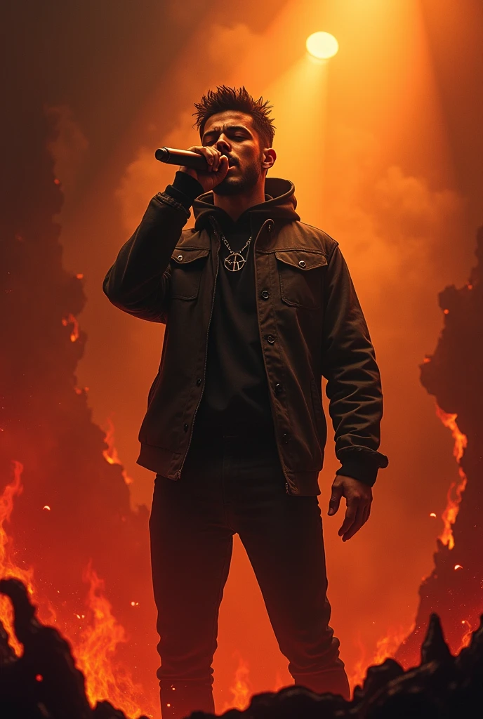 Tyrone Gonzalez with a microphone in hell