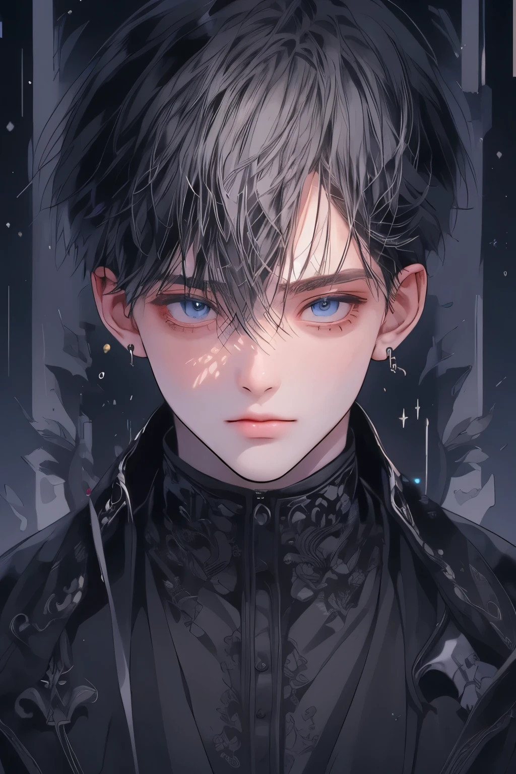 (Mastepiece)、(Best Quality)、Very detailed、((Two friendly men:1.4))、Perfect Face、Beautiful Face、Very detailed顔、(Black-haired man:1.3)、(Grey-haired man:1.3)、shirt、suit