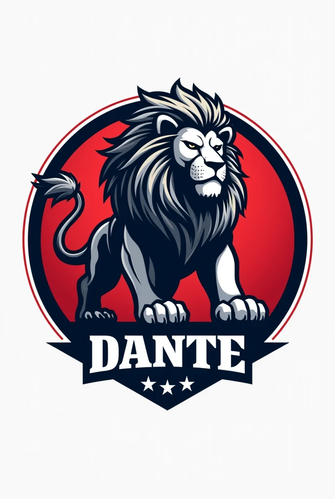 Make a logo or campaign for president with a lion named Dante with the name below and in a circular shape, The lion must have the shape of the Premier League Lion
