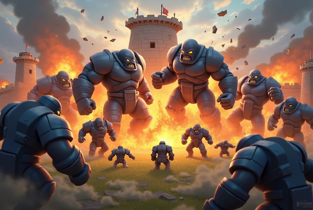 8 Golem and Golemite troops attacked on townhall 7 in clash of clan games