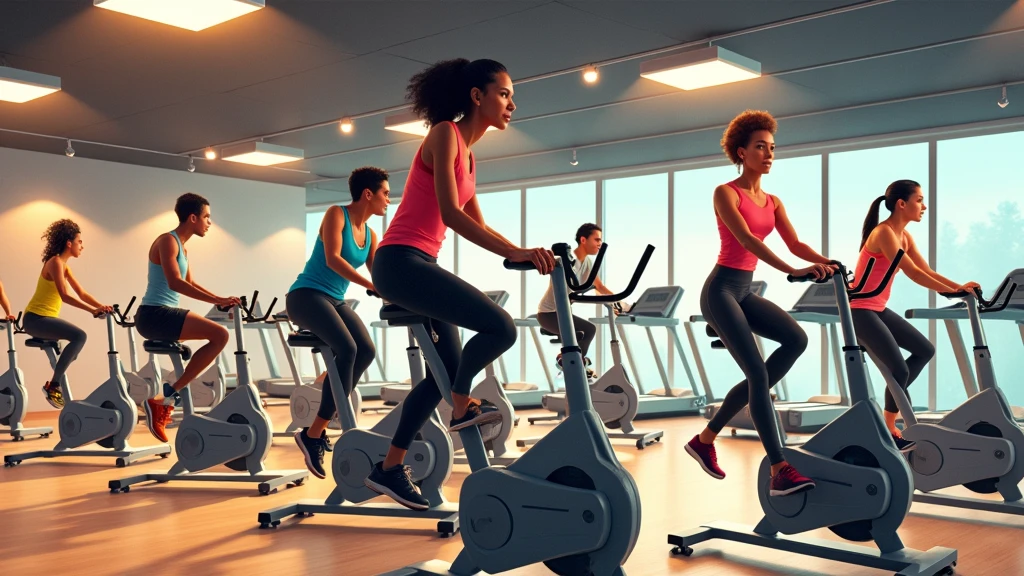 Pictures inspired by Naohisa Inoue,there are many people on exercise bikes in a 健身房,background a gym, hedonic treadmill, healthy, Plenty of light, Natural soft lighting,