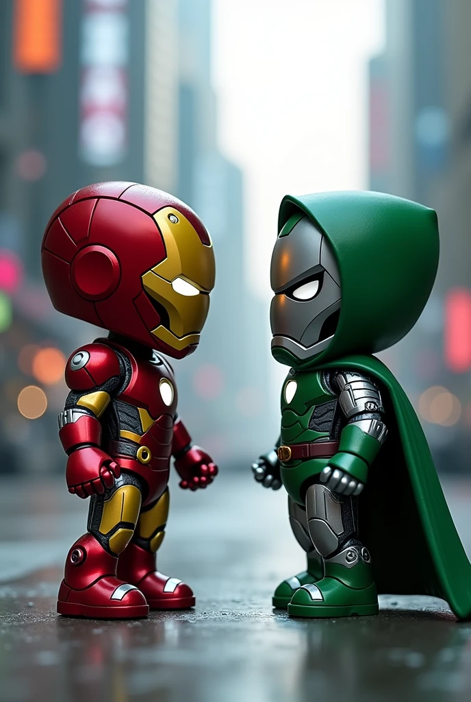 baby iron man fighting with baby dr.doom
