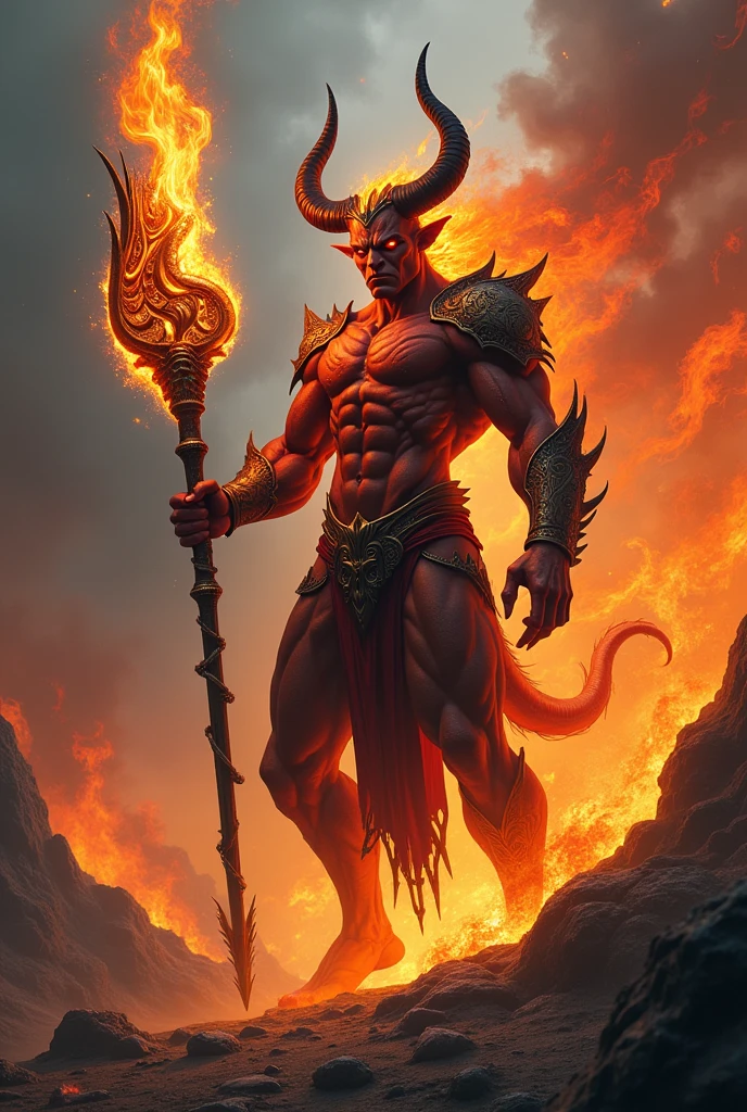   half demon and half human a fire staff 