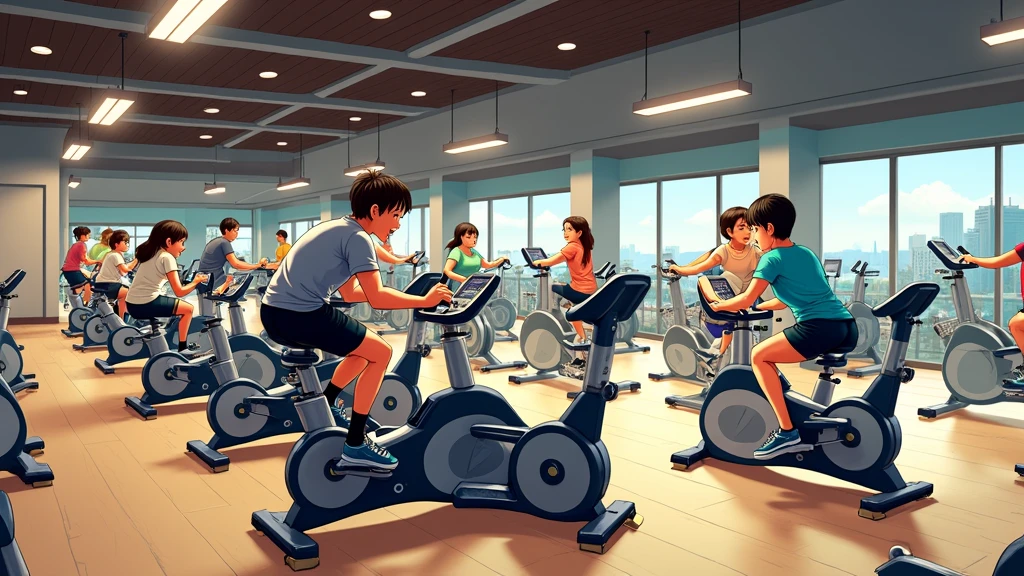 Pictures inspired by Naohisa Inoue, Pixiv competition winner, Serial art, there are many people on exercise bikes in a 健身房,background a gym, hedonic treadmill, healthy, Plenty of light, Natural soft lighting,