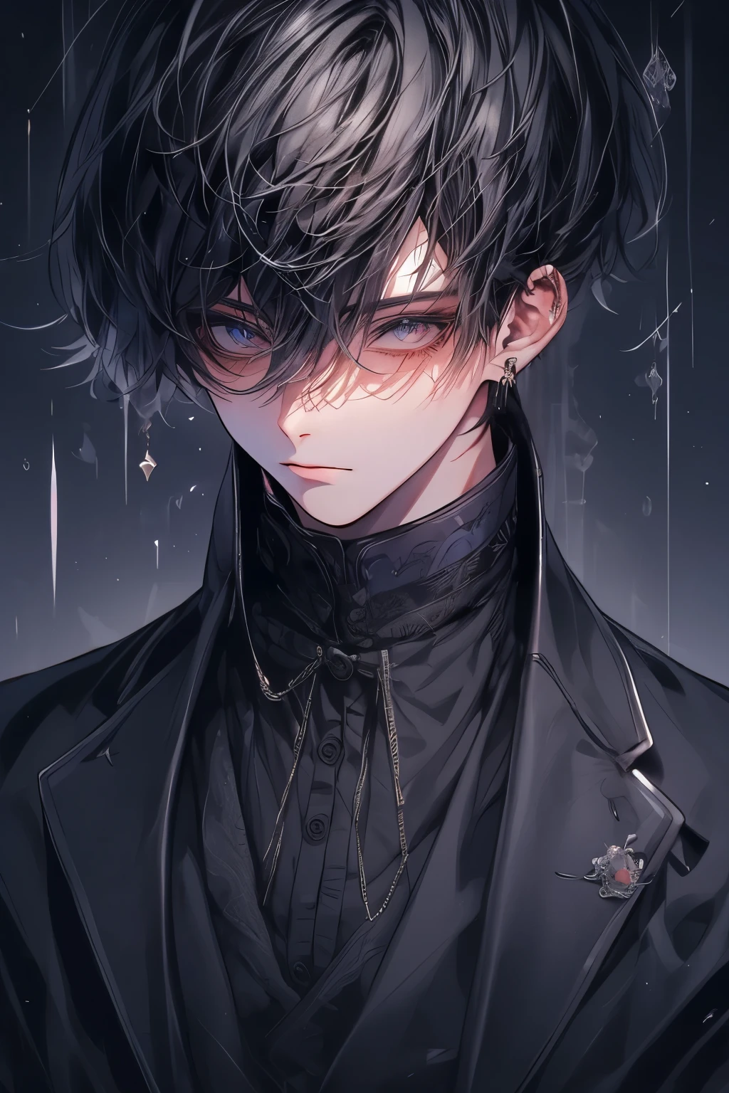 (Mastepiece)、(Best Quality)、Very detailed、((Two friendly men:1.4))、Perfect Face、Beautiful Face、Very detailed顔、(Black-haired man:1.3)、(Grey-haired man:1.3)、shirt、suit