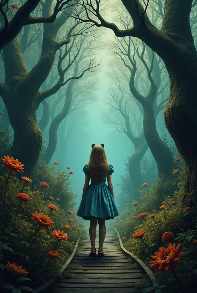 Alice in Wonderland poster with a mysterious style