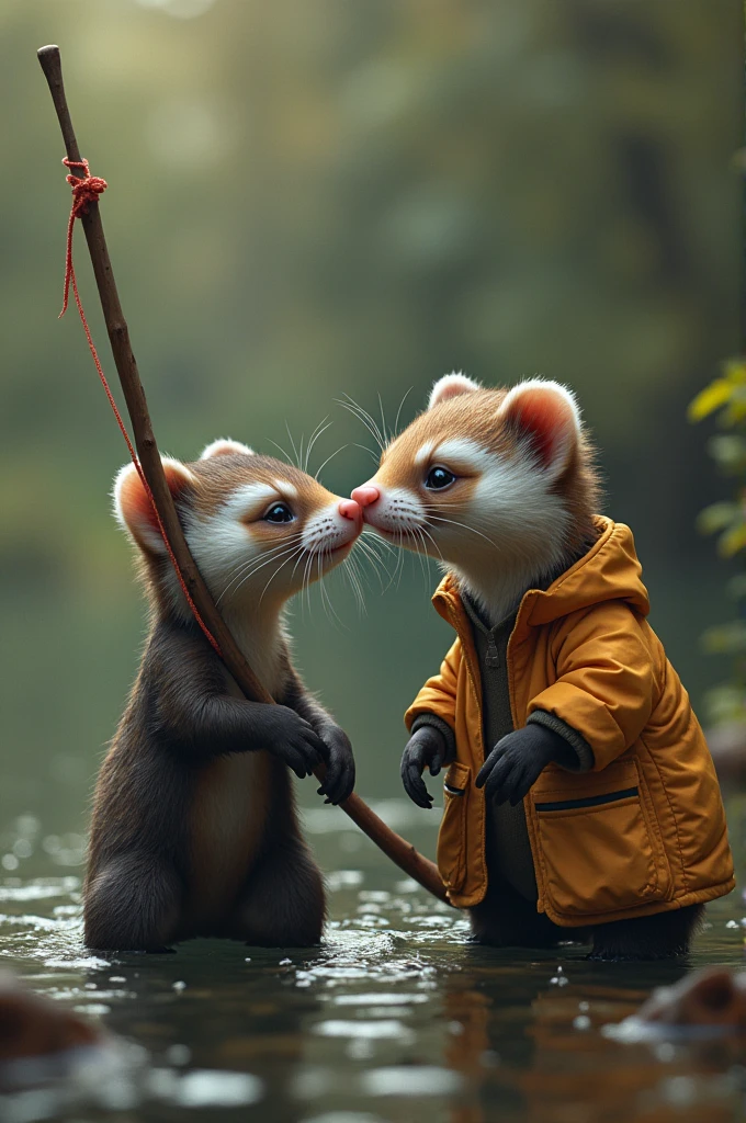 A ferret and toothless fishing