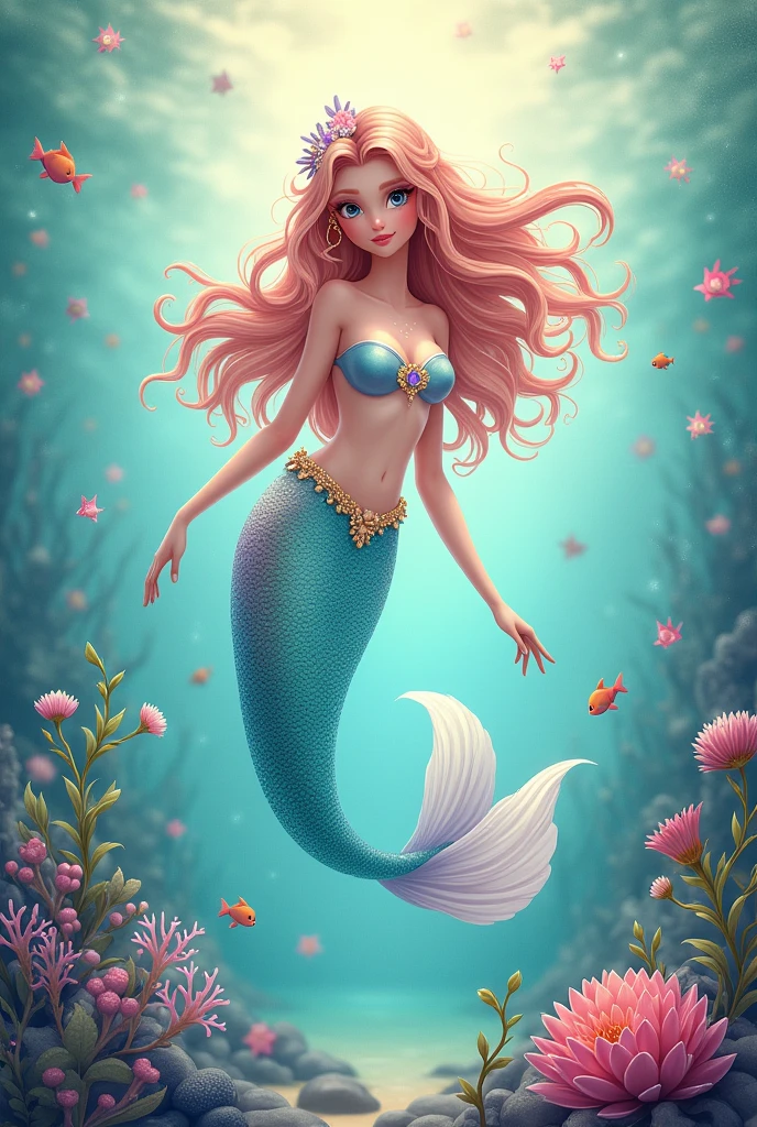 Create a mermaid themed invitation with girly colors and that says Kendra, August 25th
