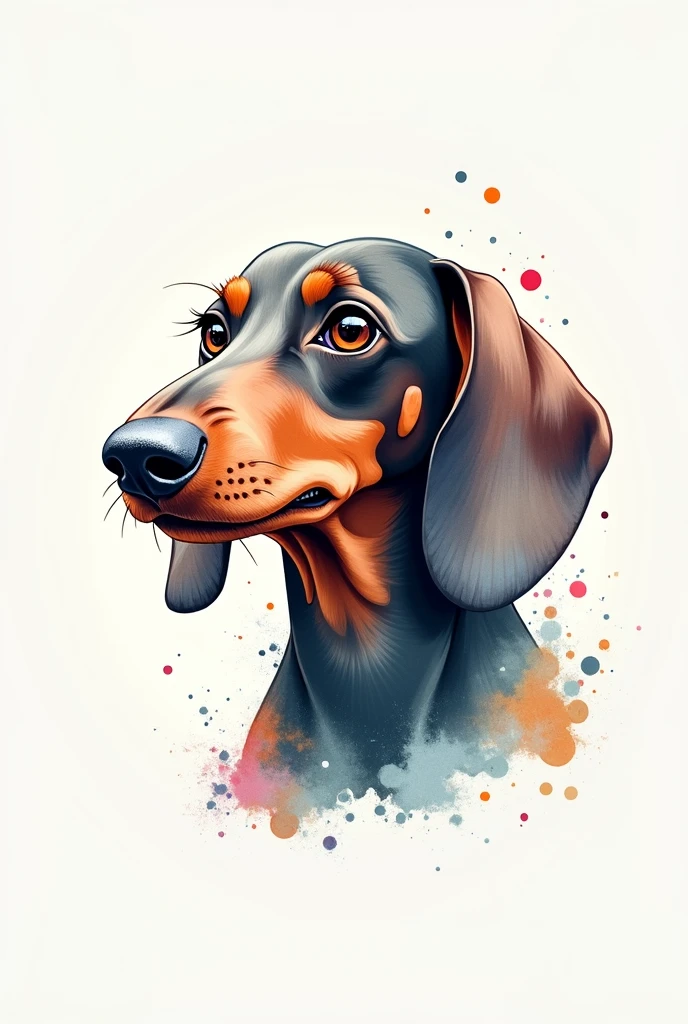 Colorful watercolor painting of abstract realistic dachshund, similar to image tip