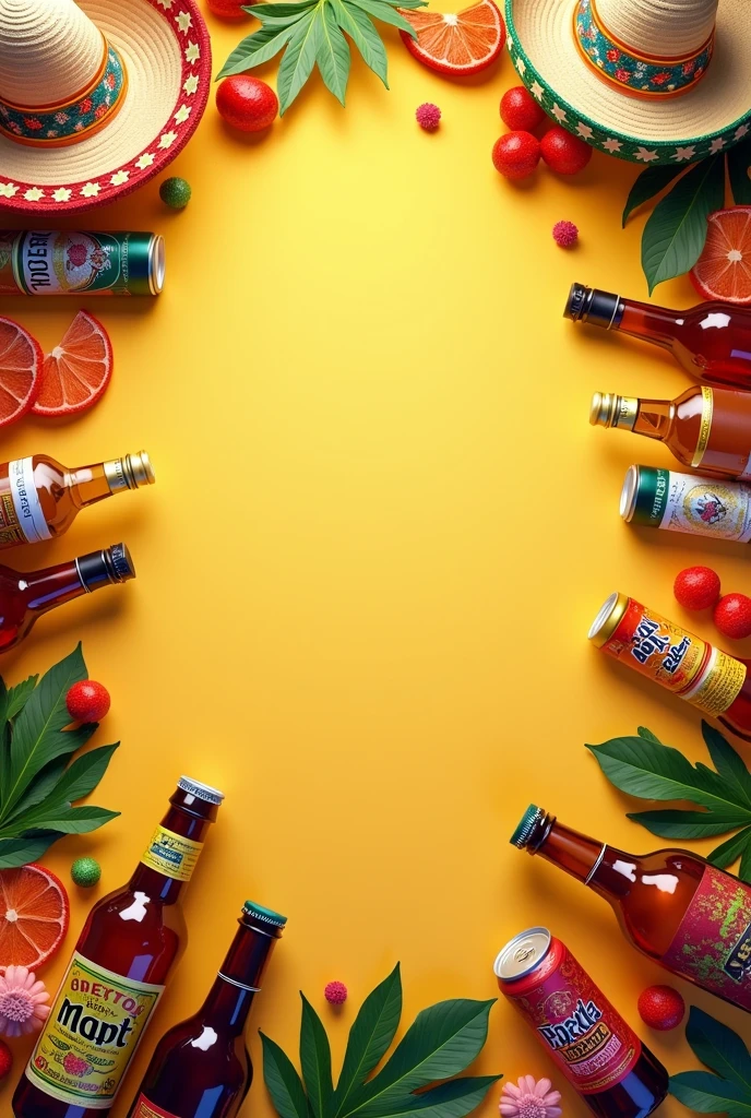You can generate a background for a Mexican party invitation, with bottles of tequila, beer, hats and leave the center to put letters