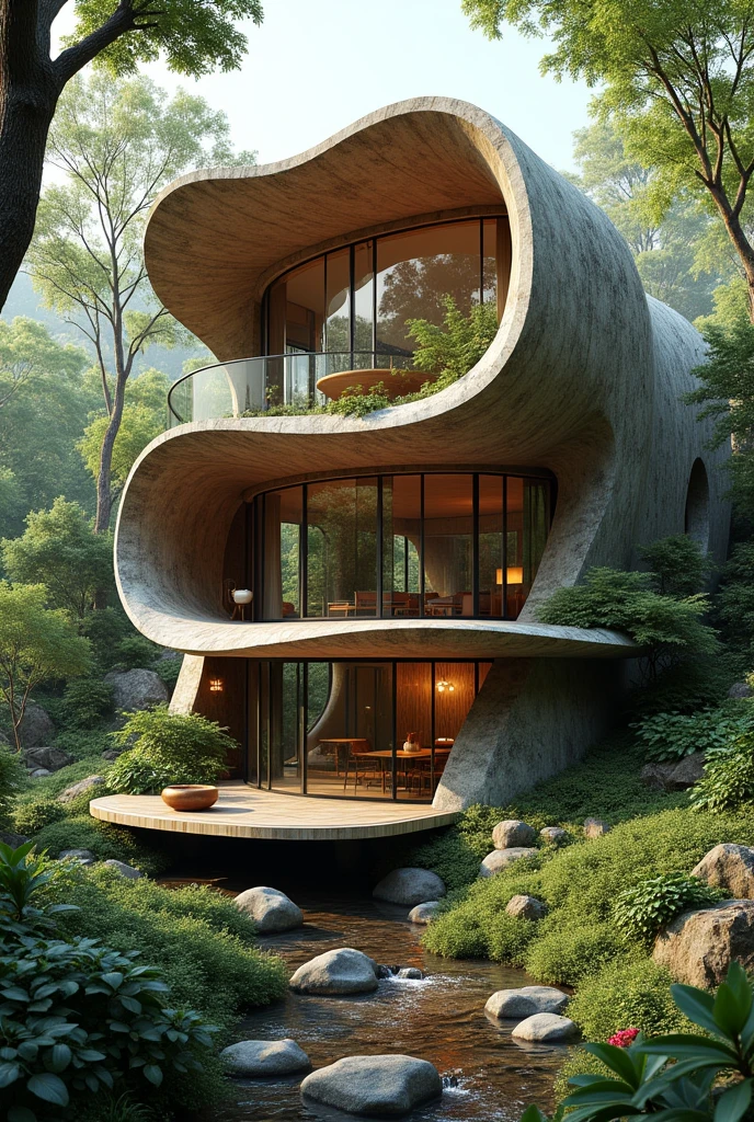 A three-story house that is based on nature