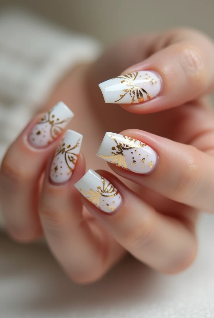 long white and gold nails