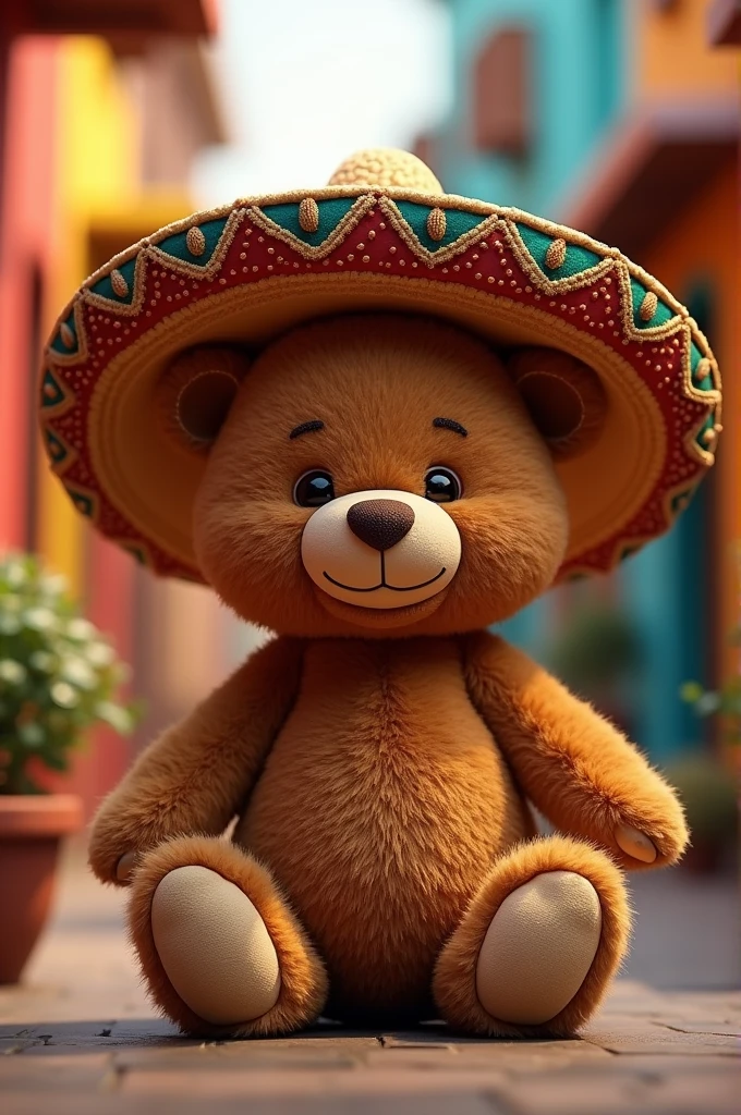 Make me a teddy bear with a Mexican hat