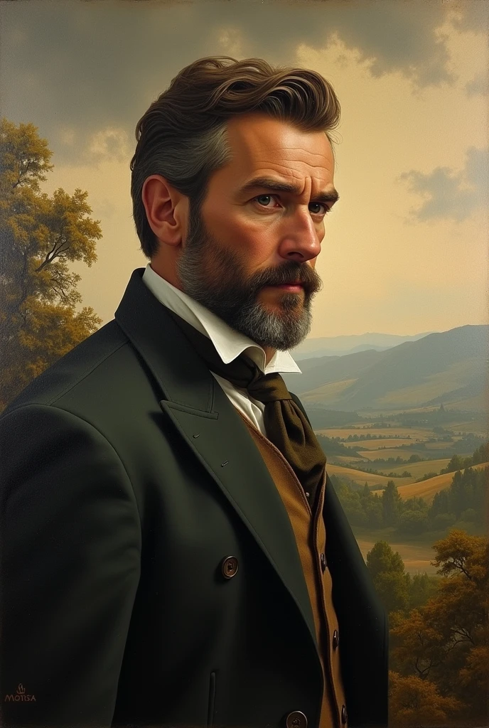 a painting of a 48-year-old man from the European Romantic period