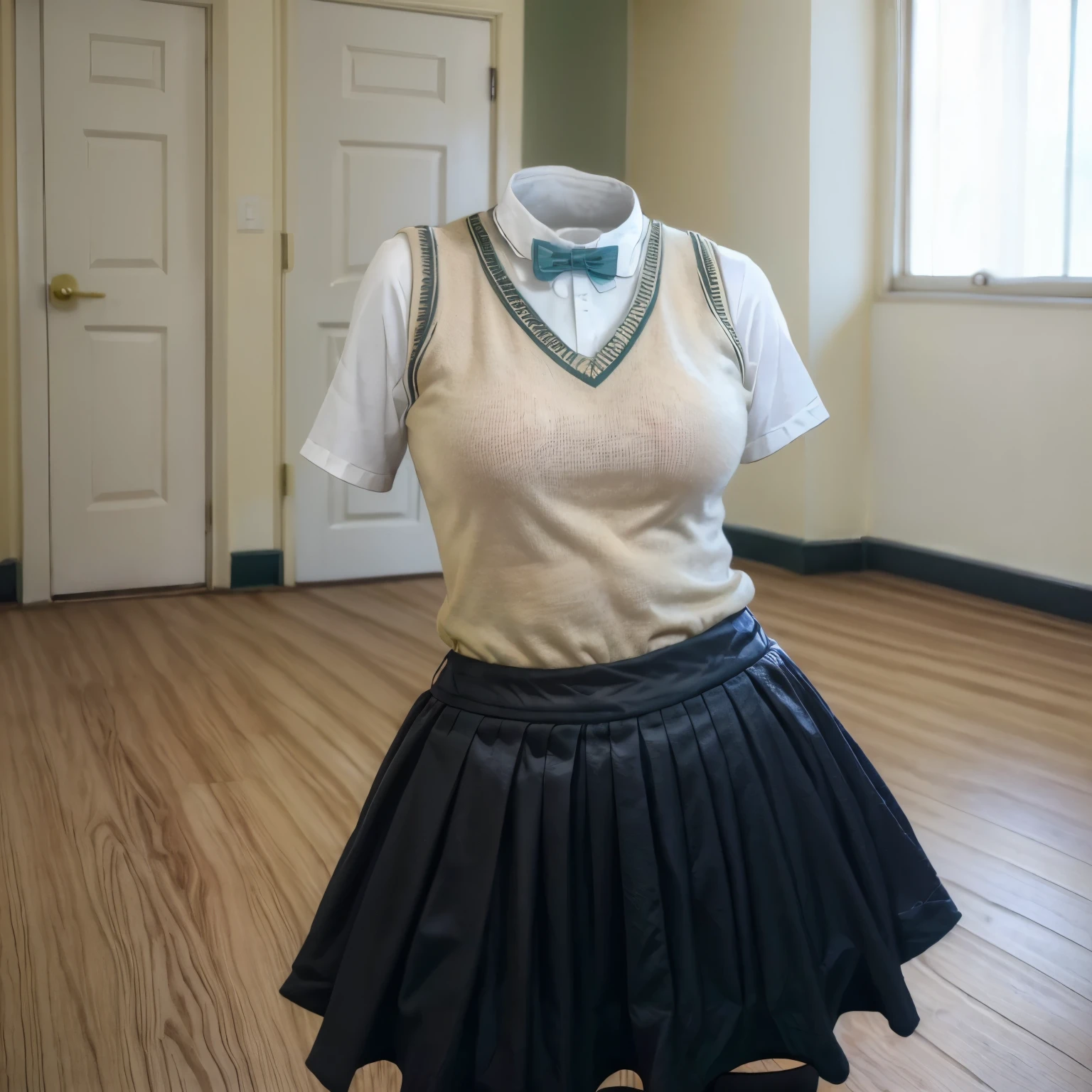 (invisible, no humans, headless, handless, legless:1.5), (cute big breast), (close-up to breasts), (masterpiece, best quality:1.2),cowboy shot,upper body,school_uniform,bowtie,green_bow,green_bowtie,skirt,short_sleeves,pleated_skirt,kneehighs,plaid_skirt,green_skirt, kibito high school uniform, school uniform, sweater vest, 2 girls love each other,
(8k, RAW photo, best quality, masterpiece:1.2), (realistic, photo-realistic:1.37),photon mapping, radiosity, ((Hasselblad photography)),physically-based rendering