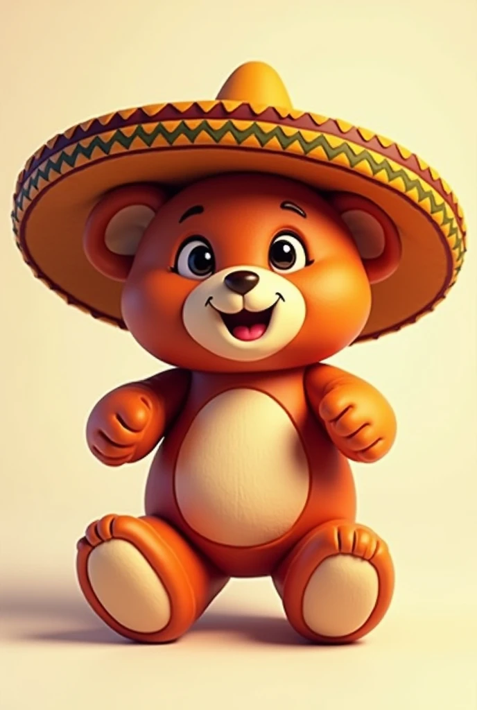 A teddy bear with a Mexican hat animated representing gummies with chamoy for a business logo 