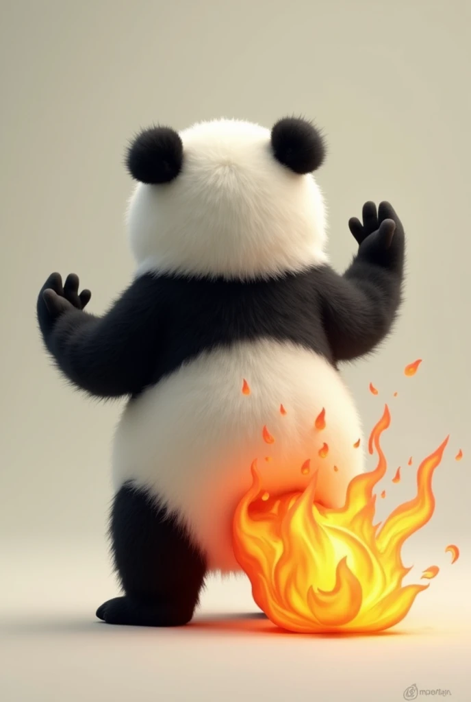 panda with fire out butthole