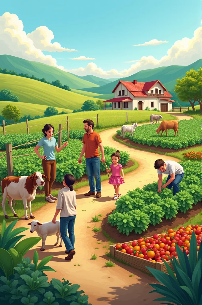 Organic farming for health lifestyle drawing