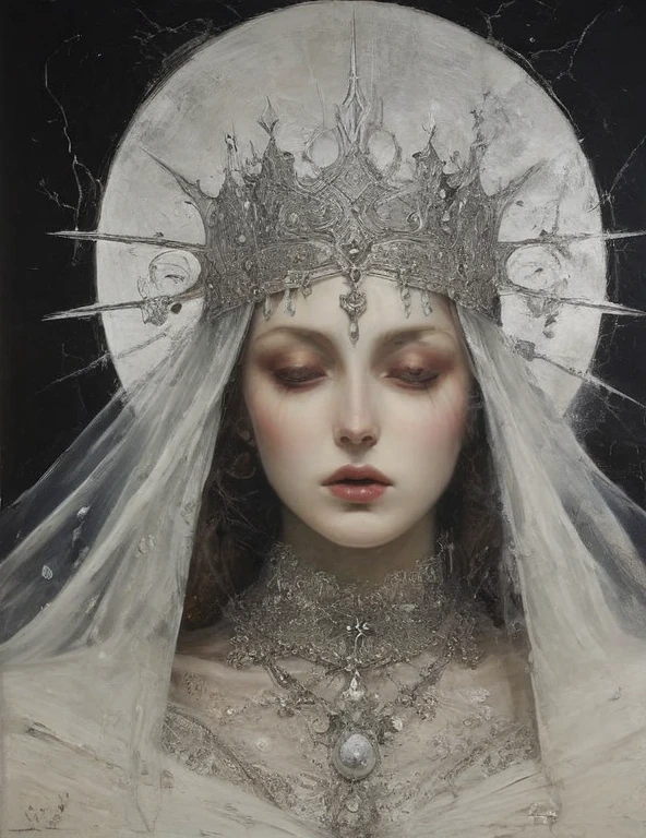 James Gurney, Surrealist art , dreamlike, occult, enraged, Symbolic, complicated, detailed,, (Gothic but very beautiful:1.4), (masterpiece, best quality:1.4) , Nicola Samori style, Ice Queen 