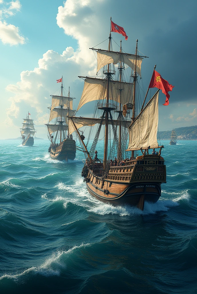 Make me a picture of the Spanish shipping route to Indonesia when they colonized Indonesia.
