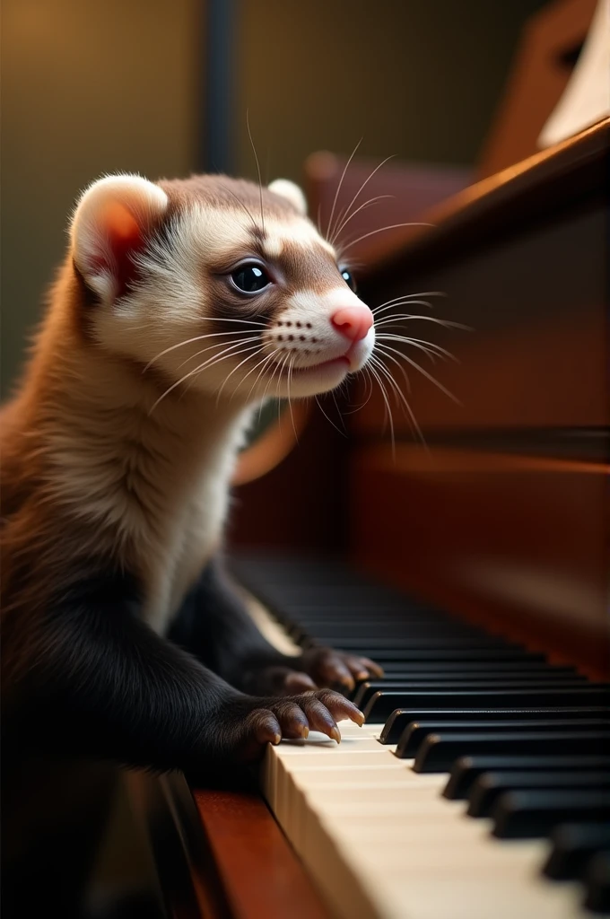 Ferret playing the piano