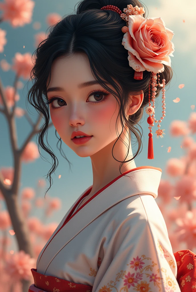 Arabian woman in kimono, Beautiful digital artwork, Beautiful digital illustrations, Beautiful digital painting, Gorgeous digital painting, Smooth anime CG art, Beautiful digital art, Amazing digital art with great detail, Amazing digital illustrations, Detailed digital anime art, Beautiful anime portraits