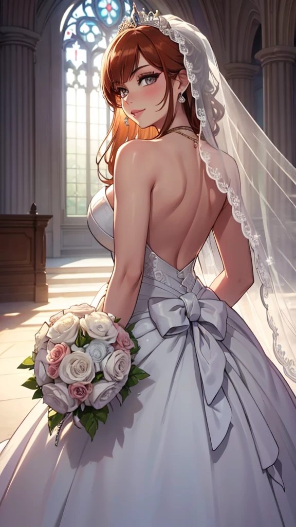 anime bride with bouquet and veil in white dress, guweiz, artwork in the style of guweiz, guweiz masterpiece, magali villeneuve', robe. extremely high details, inspired by Cynthia Sheppard, wedding dress, romance novel cover, by Cynthia Sheppard, inspired by Magali Villeneuve, elegant digital painting, wlop and sakimichan