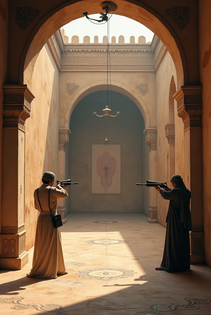 Shooting range with neutral colors, ahwa style