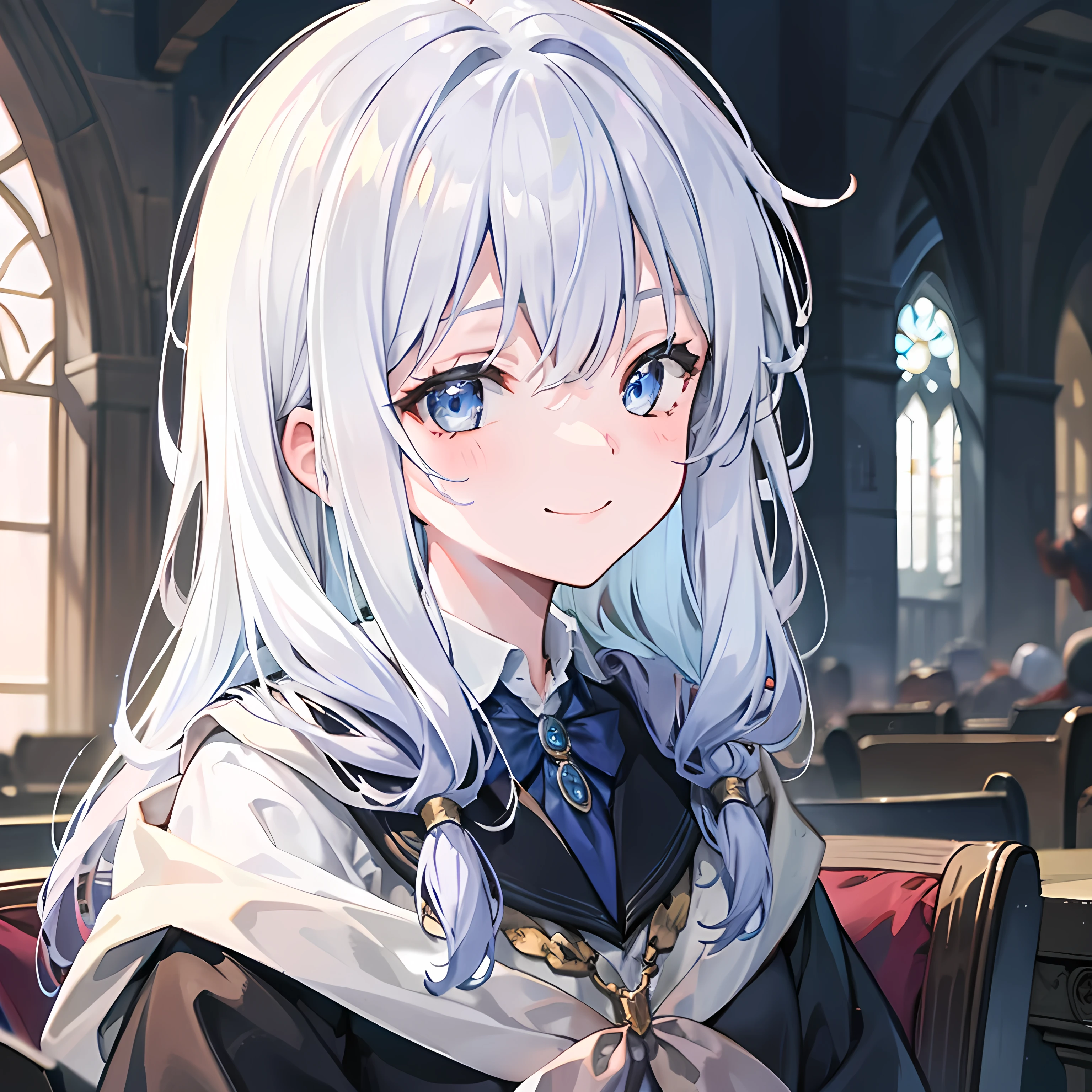 1 girl,Long hair, hogwarts uniform, smile, cute, ultra HD, portrait