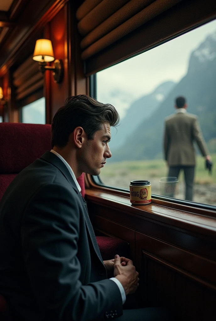 A picture of a murder on the Canadian Express, Tom must be looking out the train window
