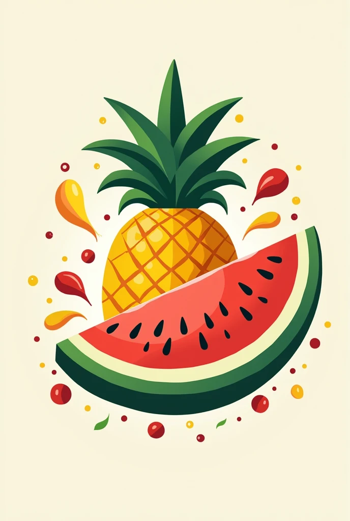 Create a logo with the name FrutiDeli with a pineapple and a watermelon with chamoy and tajin