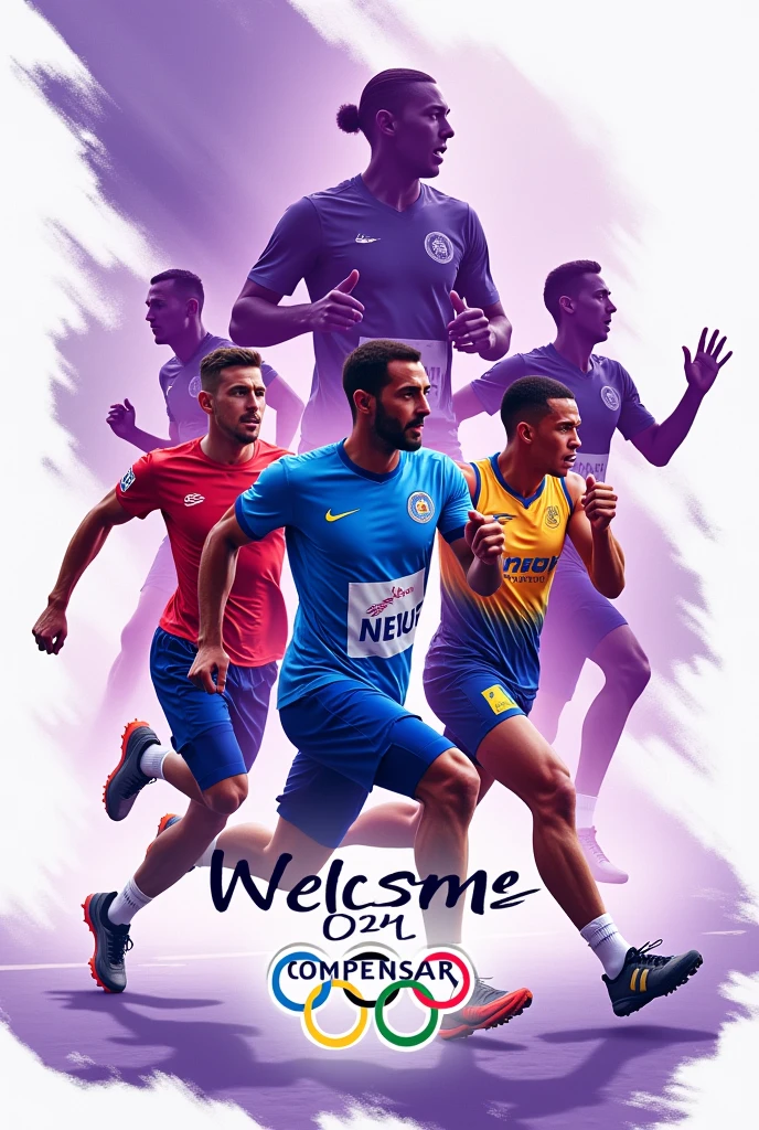 Olympic themed cover with purple and white colors that says welcome to the 2024 ADN COMPENSAR Olympic Games