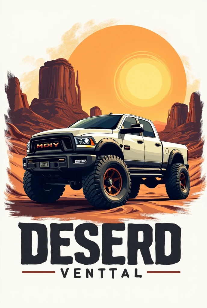 Give me a desert truck logo with cool letters