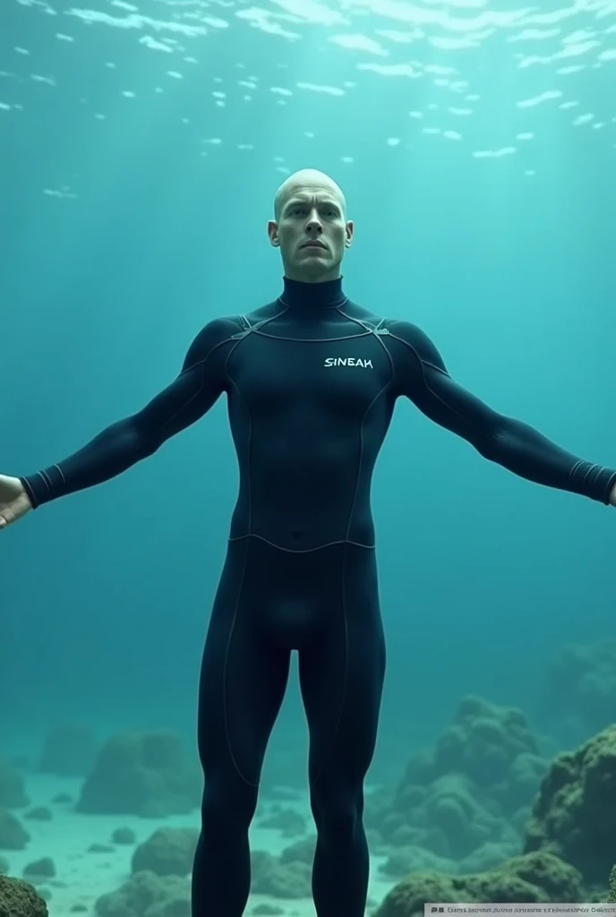 White men&#39;s diver, Without hood, with the sleeves stretched out