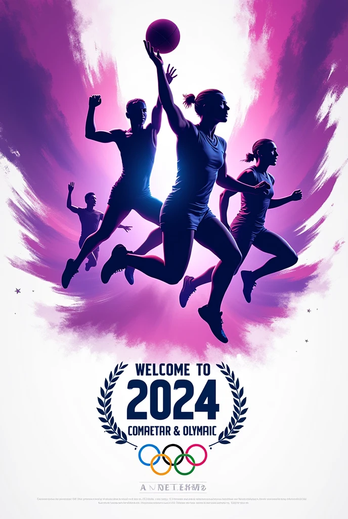 Olympic themed cover with purple and white colors that says welcome to the 2024 ADN COMPENSAR Olympic Games