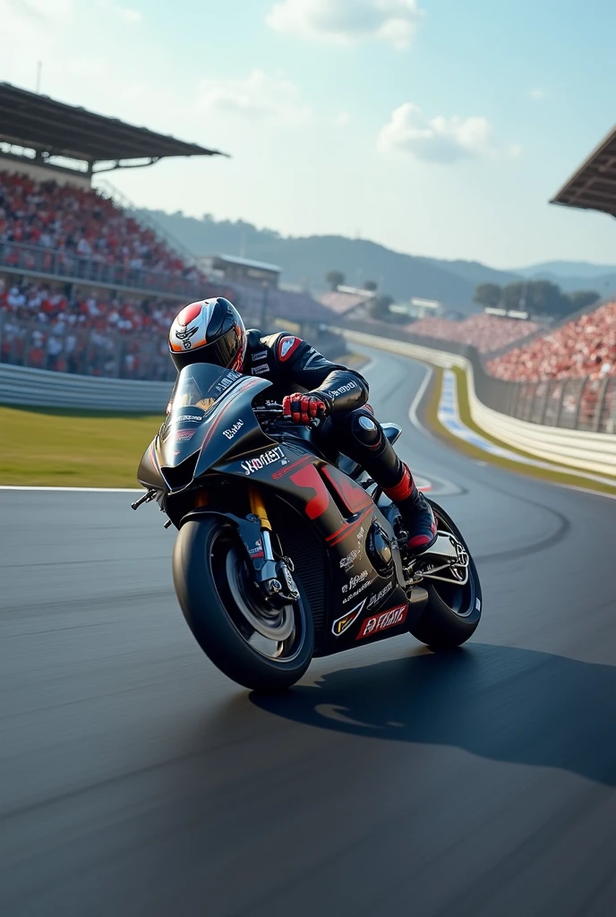 Man riding a low displacement racing motorcycle