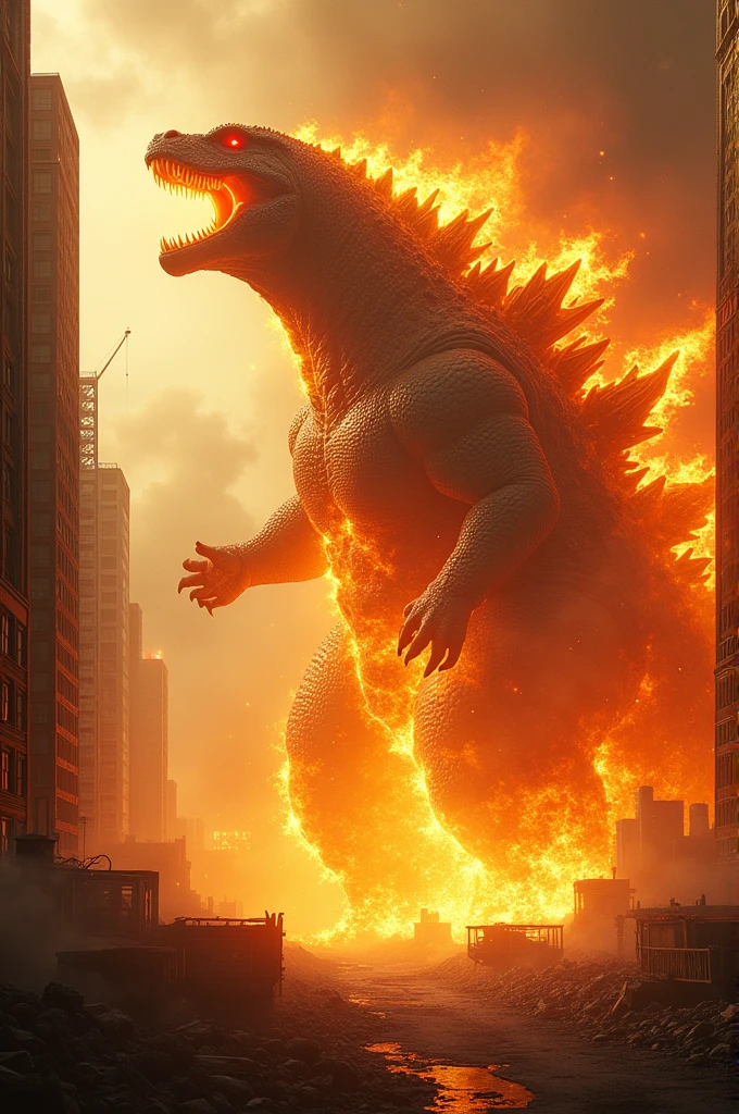 Godzilla pooping out fire 