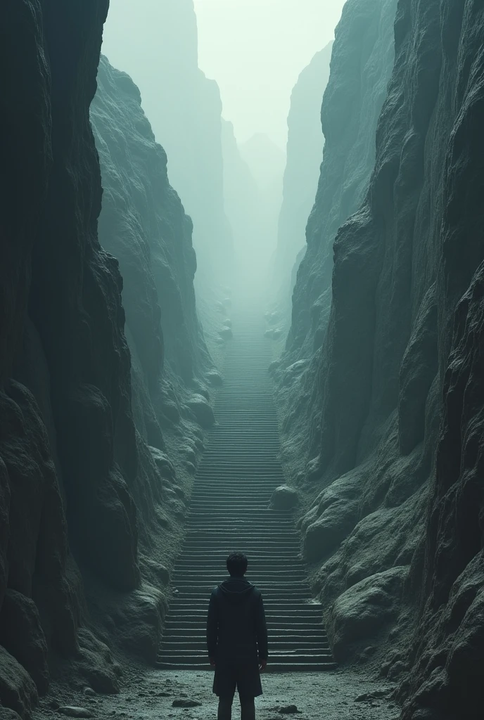 Stairs or mountains where one person is at the bottom while looking at others at the top, reflecting the perception of always being behind or not reaching the same level.
