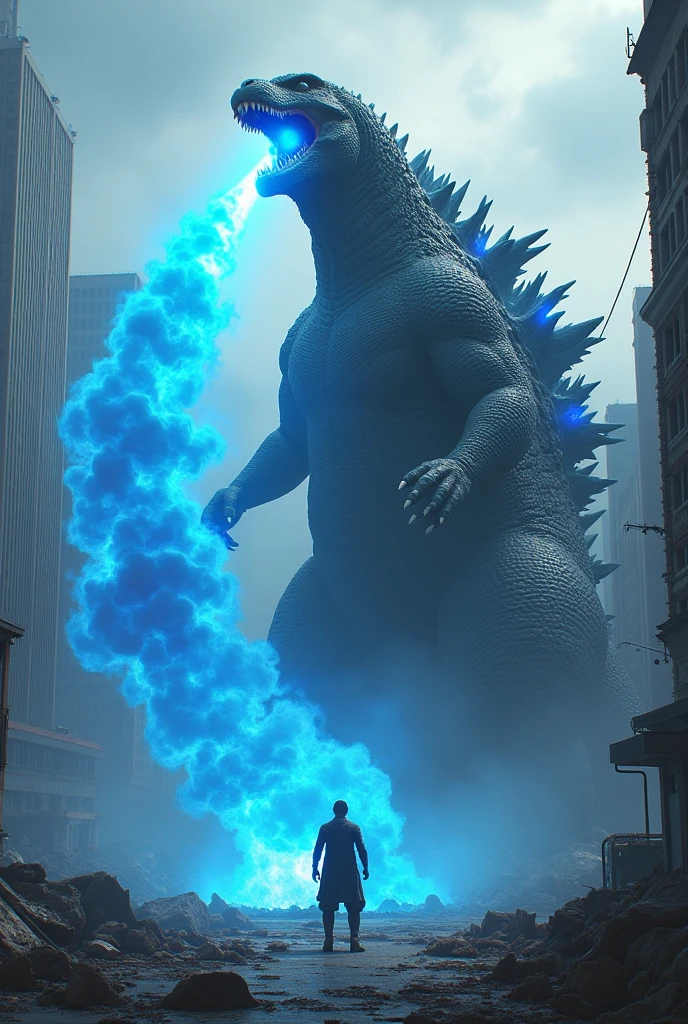 godzilla pooping out blue fire