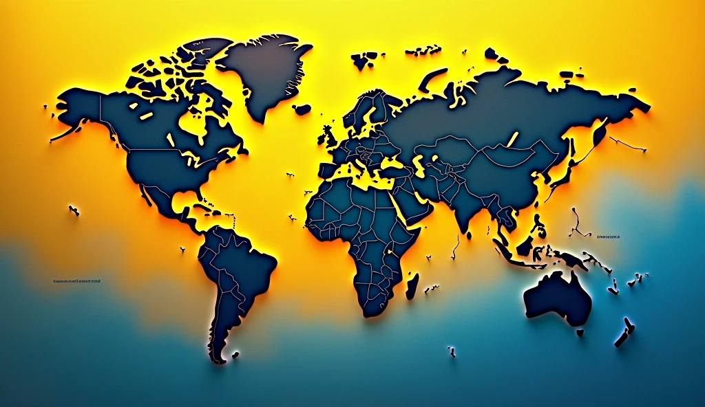create world map in yellow and blue