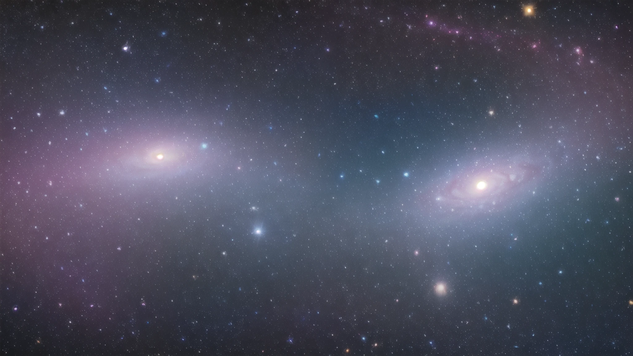 A breathtaking view of the vast universe, filled with countless stars, galaxies, and celestial phenomena. The scene features a vibrant nebula in shades of deep blues, purples, and pinks, swirling with cosmic dust and gases. Nearby, a cluster of bright stars shines brilliantly, illuminating the surrounding space with their light. Far off in the distance, spiral galaxies and distant star systems are visible, adding depth to the scene. A massive planet with rings, similar to Saturn, dominates part of the view, with intricate details of its surface and atmosphere. Comets with glowing tails streak across the cosmos, and small asteroids float gently through the void. The overall composition creates a sense of the infinite scale and beauty of the universe, leaving the viewer in awe of the cosmic expanse.