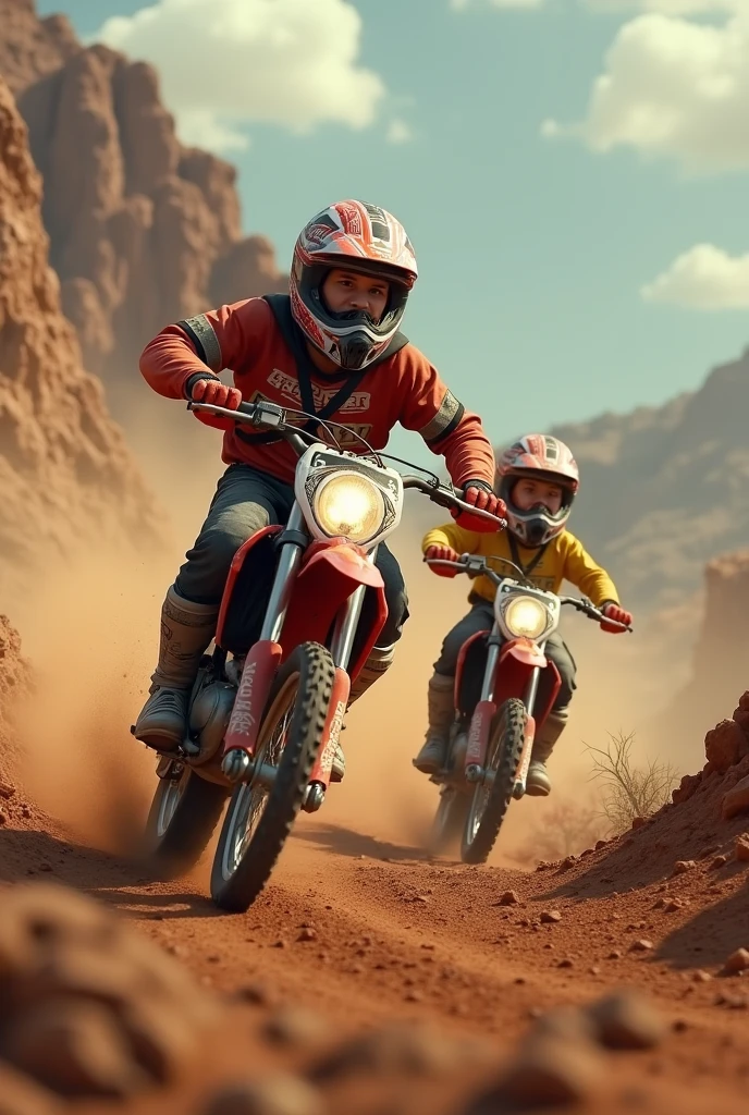 Motocross dad and 6 year old son