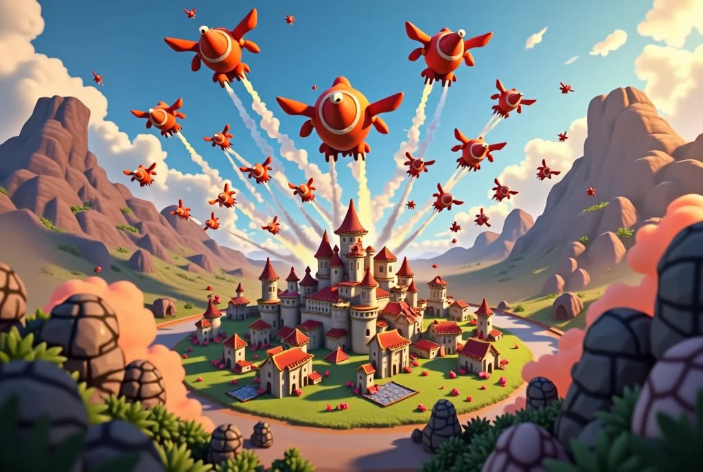 15 Rocket Ballon troops attacked on townhall 7 in clash of clan games