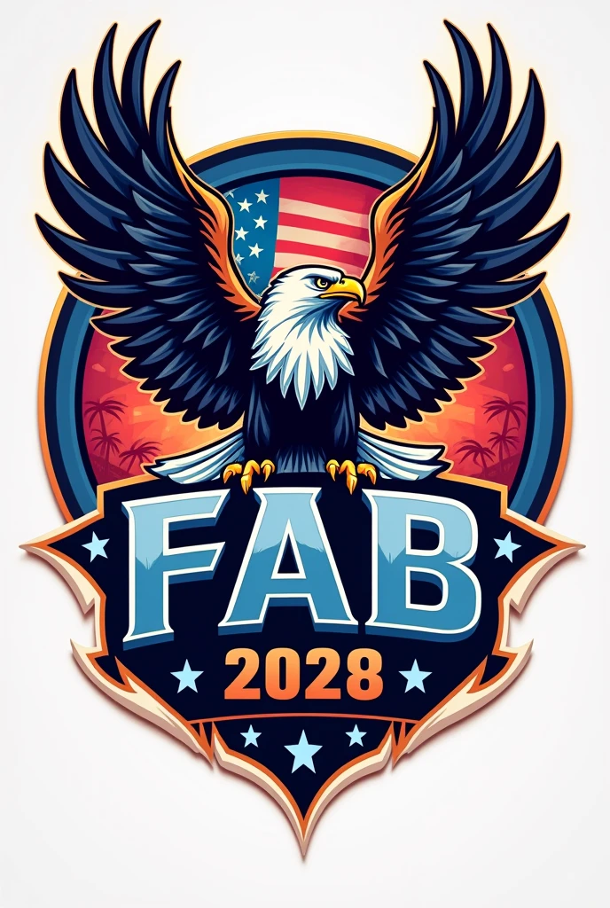 Generate a logo for the 2028 promo with an eagle with letters saying FAB