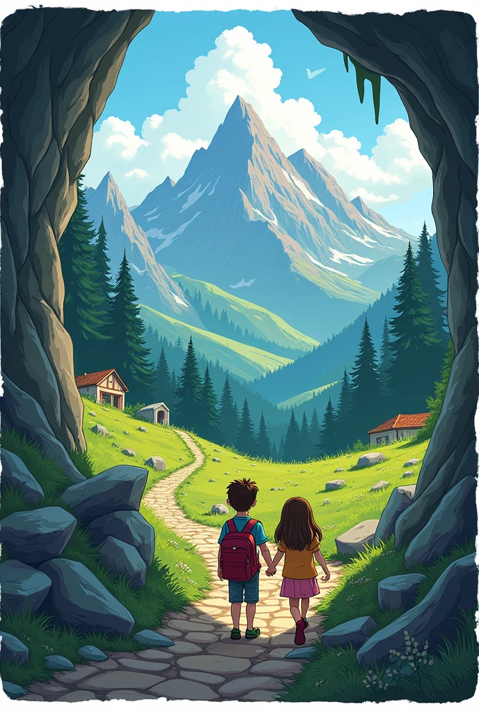 Generate the following story in comic form, with the dialogues provided ---
**Title: Les Aventures de Leo et clara**
**1. Viñeta 1**
*Character 1 (Leo)* : Salut clara, have you heard about the legend of the dragon in the mountain?
*Character 2 (clara)* : Yes, but I don't think it's true.
*Leo* : If it is true, it could be a great adventure!
*clara* : You really want to go there?
*Leo* : Of course! Imagine the stories we could tell.
*clara* : All right, but let's be careful.
*Leo* : Don't worry, I have a plan!
*clara* : What's on your mind??
**2. Viñeta 2**
*Leo* : We will take our backpacks and leave early in the morning.
*clara* : What if we meet the dragon??
*Leo* : We will have to be brave and smart!
*clara* : I'd rather meet a nice dragon!
*Leo* : Maybe he's like the one in the fairy tales!
*clara* : Yes, a dragon who loves friends!
*Leo* : SO, it's decided, we are leaving!
*clara* : I hope it will be amazing!
**3. Viñeta 3**
*The next morning, they start their hike.*
*Leo* : Look at, the view is magnificent!
*clara* : Yes, it's beautiful! But I'm a little scared.
*Leo* : Don't worry, we have our cards!
*clara* : And our provisions, just in case!
*Leo* : Exactly! We are ready for the adventure!
*clara* : I hope the dragon is friendly.
*Leo* : We'll see!
*clara* : Let's go, SO!
**4. Viñeta 4**
*They reach the entrance of a cave.*
*Leo* : Here we are! This is where the dragon lives!
*clara* : It's dark inside...
*Leo* : Let's turn on our flashlights.
*clara* : Good idea. I hope it's not too noisy..
*Leo* : Keep calm, we must move slowly.
*clara* : Look at ces empreintes! They are huge!
*Leo* : It must be the dragon's!
*clara* : Are we really going to enter??
**5. Viñeta 5**
*Inside the cave, they hear a noise.*